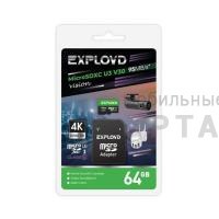 MicroSD  64GB  Exployd Class 10 Vision UHS-I U V30 (95 Mb/s) + SD адаптер MicroSD  64GB  Exployd Class 10 Vision UHS-I U V30 (95 Mb/s) + SD адаптер