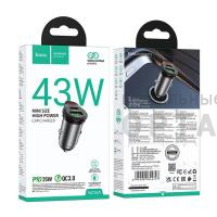 АЗУ блок питания Hoco Premium NZ16A 43W PD25W+QC3.0, серый металл