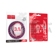 Кабель USB to Type-C HOCO X116 Meridian, 1m, 3,0А,  фиолетовый