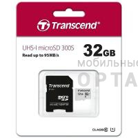 Карта памяти 32 Гб MicroSD Transcend 300S UHS-I U1 + SD адаптер Карта памяти 32 Гб MicroSD Transcend 300S UHS-I U1 + SD адаптер