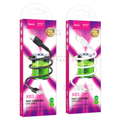 Кабель USB to Type-C HOCO X83 Victory, 1m, 3.0A,  черный