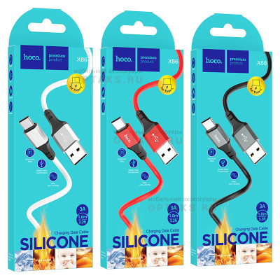 Кабель USB to Type-C HOCO X86 Spear, 1.0м, 3,0А, белый